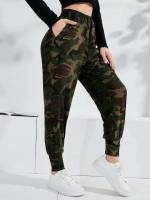 Regular Fit Camo Pocket Women Bottoms 432