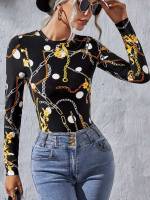  Long Sleeve Multicolor Regular Women Tops, Blouses  Tee 1608