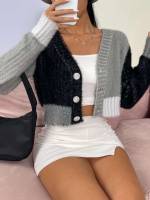 Long Sleeve Crop Regular Fit Women Cardigans 827