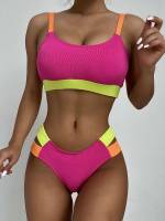 Cut Out Spaghetti Strap  Women Swimwear 4325