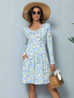 Floral Boho Pleated Women Dresses 4348