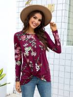  Regular Fit Floral Round Neck Women Clothing 9285