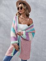 Casual Long Sleeve Colorblock Women Cardigans 8806