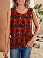 Multicolor Boho Women Tops, Blouses  Tee 5181