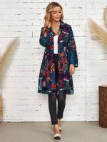 Long Sleeve Floral Multicolor Women Coats 6481