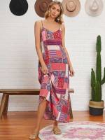 Maxi Regular Fit Spaghetti Strap Backless Women Clothing 5996