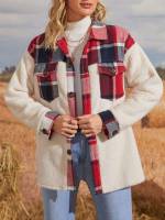 Regular Fit Multicolor Plaid Pocket Women Clothing 286