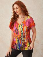  Graphic Short Sleeve Women Clothing 7302