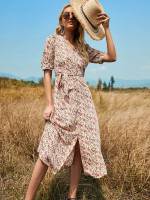  Regular Fit Midi Floral Women Clothing 9078