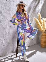  Multicolor Boho Long Sleeve Women Jumpsuits  Bodysuits 8708