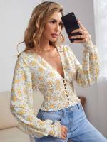  Floral Boho Crop Women Blouses 2151