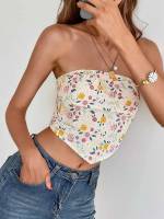 Multicolor Crop Floral Sleeveless Women Tops 820