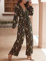  Long Long Sleeve Belted Women Jumpsuits 727