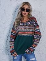  Multicolor Round Neck Women Sweatshirts 7300