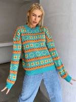 Long Sleeve Multicolor Round Neck Women Sweaters 9159