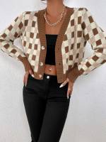 Regular Fit Long Sleeve Multicolor V neck Women Cardigans 8679