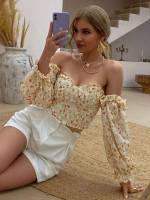 Long Sleeve Regular Fit Boho Frill Women Tops, Blouses  Tee 995