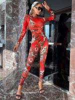 Multicolor Long Sleeve Long Women Unitards 6103