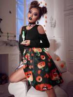 Round Neck Multicolor Halloween Women Dresses 1216