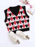 Geometric V neck Casual Regular Fit Women Clothing 7900