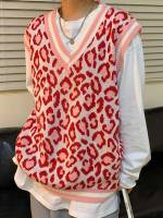  V neck Contrast Binding Women Sweater Vests 6148