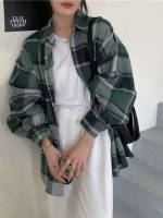  Multicolor Long Sleeve Plaid Women Clothing 3016