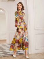 Elegant Regular Fit Multicolor Belted Women Dresses 278