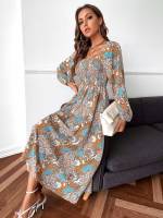  Boho Square Neck Long Women Dresses 649