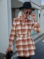 Casual Regular Fit Plaid Multicolor Women Clothing 525