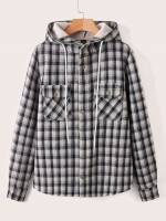 Plaid Hooded Regular Fit Women Coats 4791