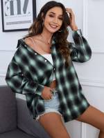 Long Sleeve Preppy Long Plaid Women Tops, Blouses  Tee 939