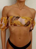 Plants Off the Shoulder Multicolor Women Cover Ups  Kimonos 447