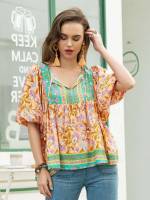 Multicolor Regular Half Sleeve Women Blouses 5705