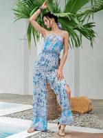 Floral Spaghetti Strap Sleeveless Long Women Jumpsuits  Bodysuits 497