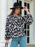 Leopard Long Sleeve Boho Women Clothing 8541