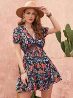 Short Sleeve Short Regular Fit Women Dresses 7346