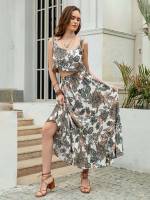  Regular Fit Multicolor Scoop Neck Women Two-piece Outfits 8939