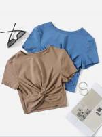  Short Sleeve Round Neck Casual Women Tops, Blouses  Tee 4922