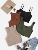 Multicolor Plain Slim Fit Women Tank Tops  Camis 571