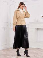 Regular Fit Lapel Multicolor Long Sleeve Women Outerwear 306
