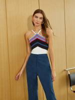 Sleeveless Multicolor Elegant Halter Women Knitwear 9699