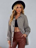  Long Sleeve Short Houndstooth Women Clothing 186