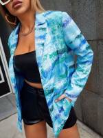  Multicolor All Over Print Lapel Women Blazers 388