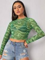 Crop Sexy Multicolor Stand Collar Women Tops, Blouses  Tee 921