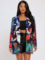 Patchwork Multicolor Long Sleeve Women Blazers 2777