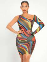 Long Sleeve Sexy Mini Multicolor Women Dresses 534