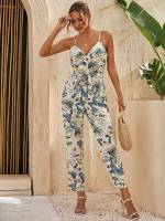 Capris Sleeveless Floral Spaghetti Strap Women Clothing 740