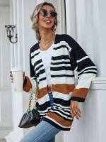  Striped Pocket Long Sleeve Women Knitwear 176