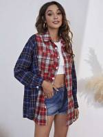 Plaid Collar Regular Fit Women Clothing 7756