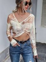 Regular Fit Tie Dye Multicolor Crop Women Tops, Blouses  Tee 1181